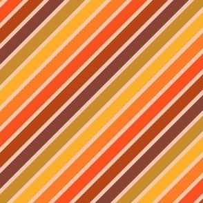 Medium Scale - Retro Diagonal Stripes in Orange Ombre