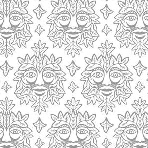 Green Man Grey on White