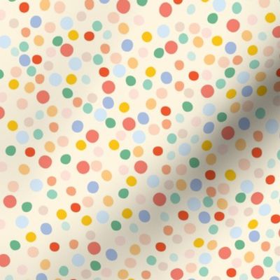 (s) Pastel Rainbow Hand Drawn Dots {Ivory}