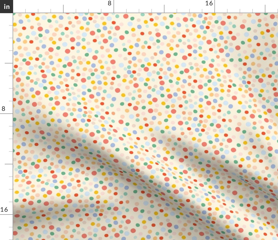 (s) Pastel Rainbow Hand Drawn Dots {Ivory}