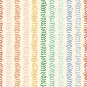 (s) Leaf Vine Stripes {Ivory} Pastel Rainbow Leaves