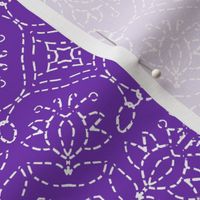 White Embroidery Look on Purple
