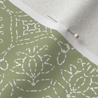 White Embroidery Look on Bayeux Palette Light Green