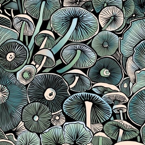 Blue Mushrooms- large