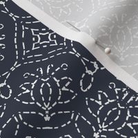 White Embroidery Look on Bayeux Palette Dark Blue
