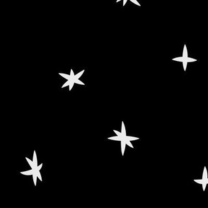 large - boho stars in white on black