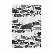 A Geometric Cetacean Parade - Black& White