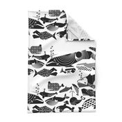 A Geometric Cetacean Parade - Black& White