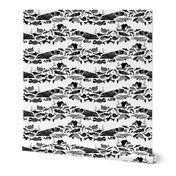 A Geometric Cetacean Parade - Black& White