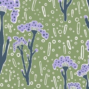 bubbly flowers (Large-green,purple)