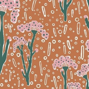 bubbly flowers (Large-brown,pink)