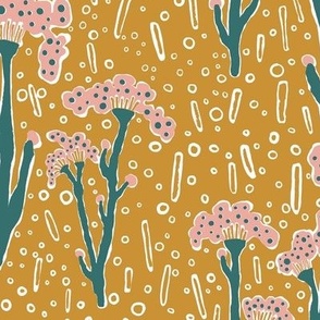 Bubbly flowers (Large-Mustard)