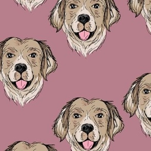 Hand drawn Labrador pup design minimalist freehand dogs illustration on berry wine LARGE