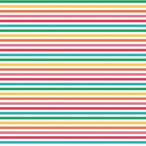 (s) Bright Thin Stripes {White} Small Rainbow Horizontal Lines