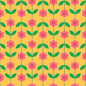 (s) Pink Flower Stripes {Yellow} Small Bright Modern Flowers