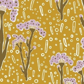 bubbly flowers (large-mustard,purple)