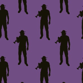 Trumpet Player - Purple and Darkest Purple Black