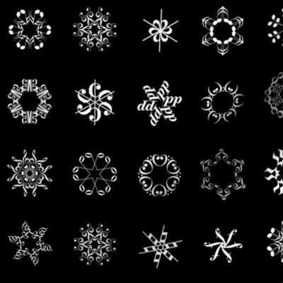 musical snowflakes on black