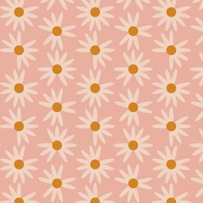 Small Muted Boho Daisies Floral on pink