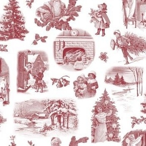 Vintage Christmas Toile Red