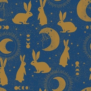 Medium - Celestial Bunny Gold Navy