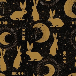 Medium - Celestial Bunny Gold Black