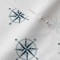 1.5" compass rose and rope in  navy on white