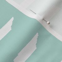 Tennessee silhouette - 2x3" panels, white on mint green