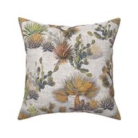 Desert Floral - Cactus, Agave, Palms, Yucca and Joshua Trees on light gray 