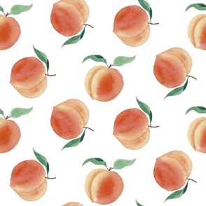 large-scale watercolour peach pattern on white