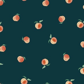 small-scale watercolour peach pattern on dark moody green