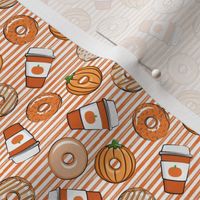 (3/4" scale donuts) Coffee and Fall Donuts - PSL pumpkin fall donuts toss - orange stripes - C21