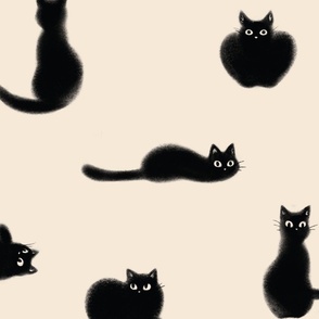 Oatmeal Fluffy Black Cat | SUPERSIZED (WALLPAPER)