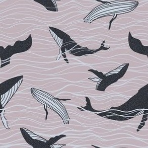 Pastel Sea and Whales 