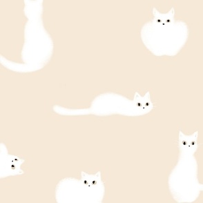 Oatmeal Fluffy White Cat | SUPERSIZED (WALLPAPER)