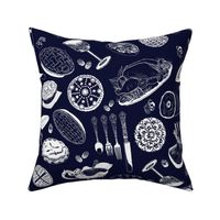 holiday meals navy toile