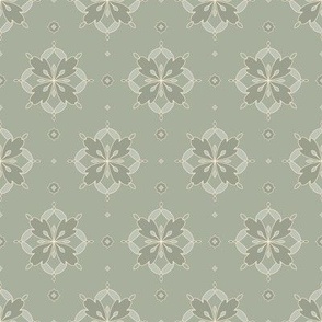 Sage Green Motif Pattern 8 Inch Repeat