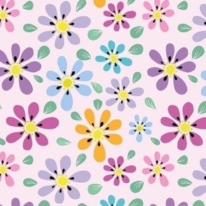 Retro flowers in  pink from Anines Atelier. For nursery, playroom or girls room decor