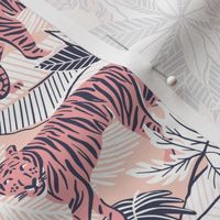 Tigers in jungle leaves - peach small 