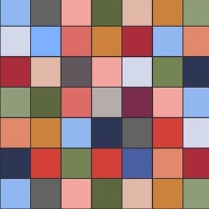 347 - Multi coloured checkerboard Mondrian Style - 100 patterns project:  large scale for home decor, wallpaper, bed linen
