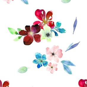 Red and coral watercolor big scale flowers from Anines Atelier.  Use the design for å living room walls or summer fashion