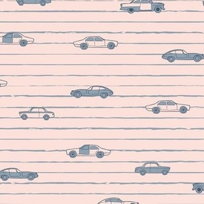 (small scale) retro grey cars on striped background