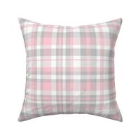 Plaid pink gray white