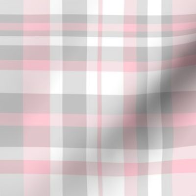 Plaid pink gray white