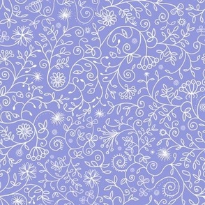 Floral doodles white on lilac