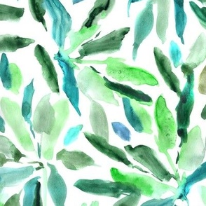 tropical vibes - watercolor leaves - painted leaf foliage - nature a015-1