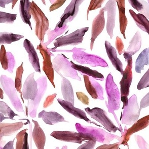 tropical vibes in pink and brown shades - watercolor leaves - painted leaf foliage - nature loose a015-5