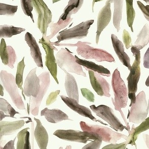 tropical vibes - watercolor leaves - painted leaf foliage - nature loose a015-12