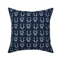 2" little man antlers on dark blue navy