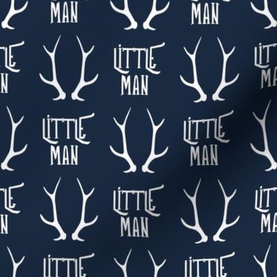 2" little man antlers on dark blue navy